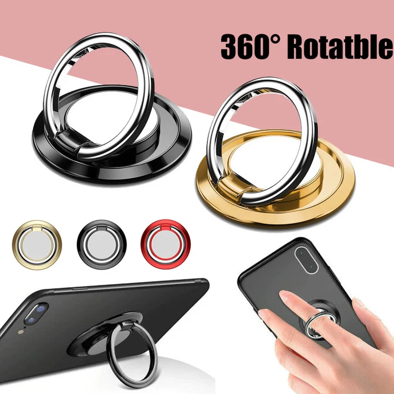 

Luxury Rotatable Finger Ring Mobile Phone Holder Stand Grip for Universal Car Magnetic Mount Phone Back Sticker Pad Bracket