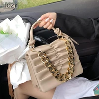 top brand handbag for women fashion thick chain square hand bags solid color leather bag luxury women shoulder bag long strap