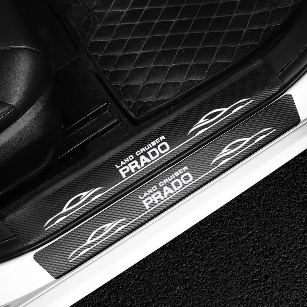 4PCS For Toyota Land Cruiser Prado 120 150 Carbon Fiber Anti Scratch Scuff Pedal Car Door Sill Protector Stickers Accessories - купить по