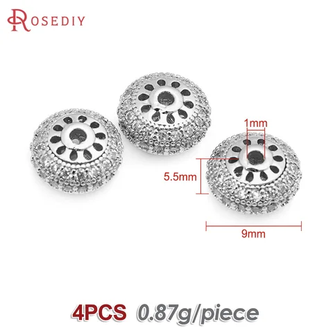 4 шт., 18-каратное золото, латунные плоские круглые браслеты, бусины-разделители, ювелирные аксессуары, изготовление Rosediy, официальная веб-сайт