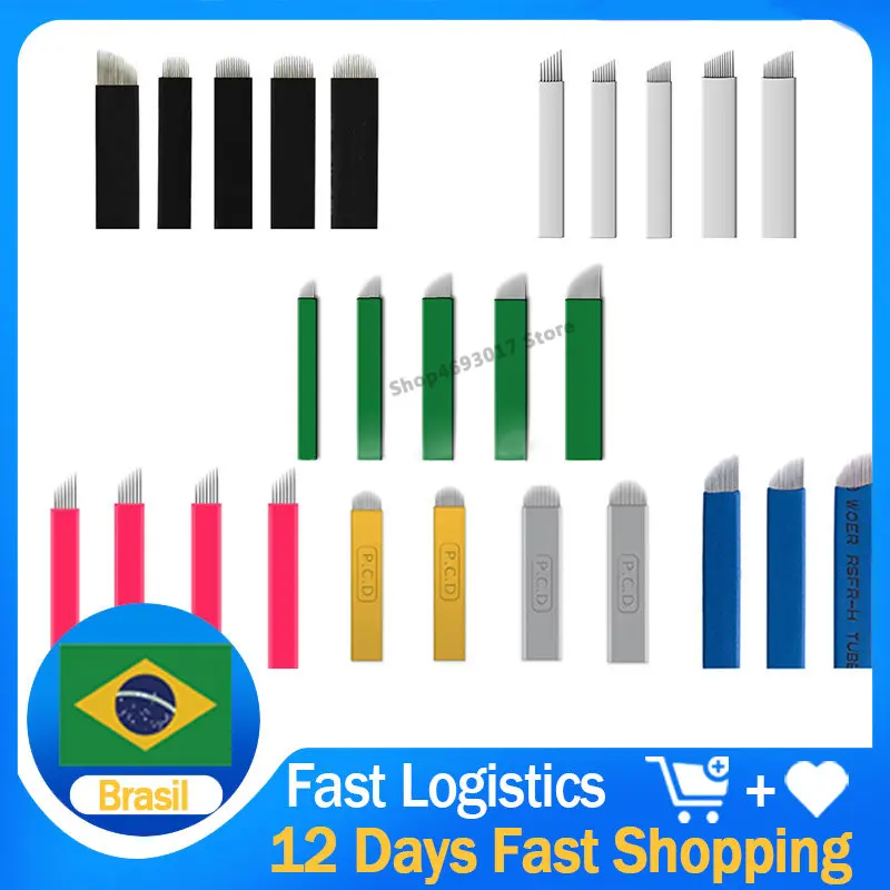 

200 шт. микроблейдинг нано-иглы U-образной формы 12/14/19 пин Перманентный макияж для бровей Тату лезвия для искусственной брови ручка