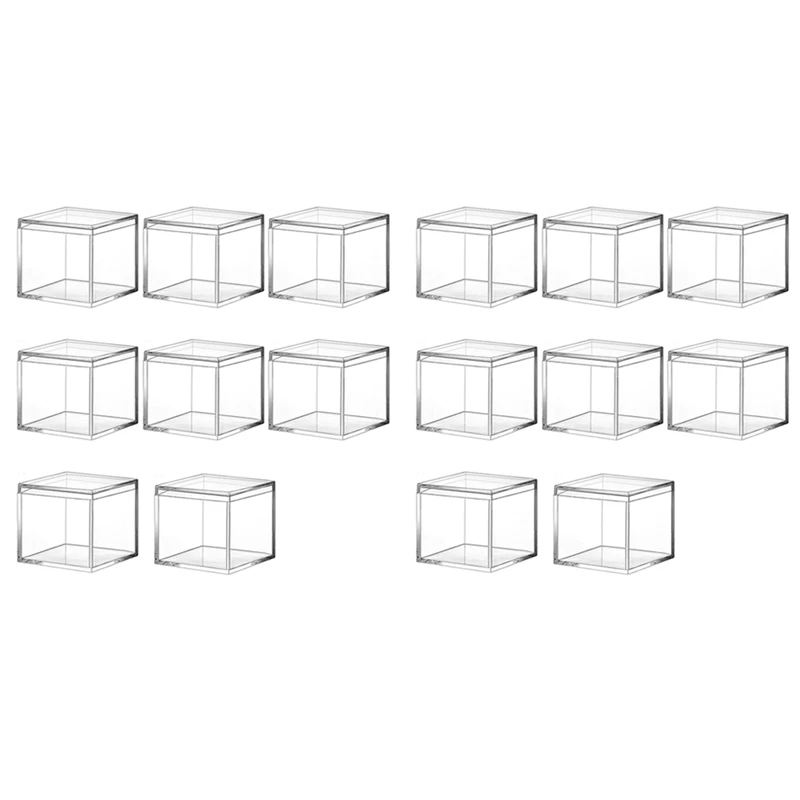 

16 Pieces Of Transparent Acrylic Plastic Square Square Jewelry Box Mini Storage Box With Lid Mini Square Container 120Ml