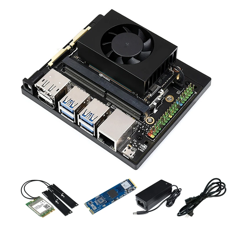 

For Jetson Xavier NX 8GB EMMC AI Artificial Intelligence Development Board Kit+128G SSD+Network Card+Cooling Fan