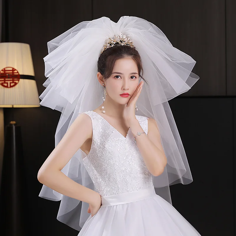 

Fluffy cloud Veil Short Tulle Bride Wedding Veils Two Layer With Comb White Ivory Bridal Veil for Marriage Wedding Accessories