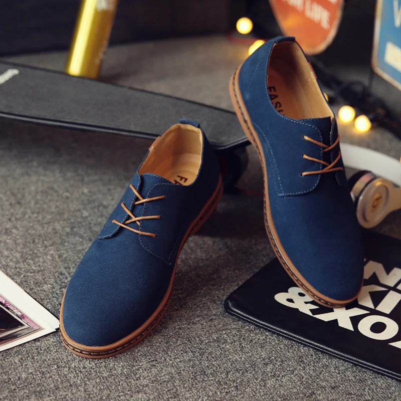 2022 Spring Suede Leather Men Shoes Oxford Casual Shoes Classic Sneakers Comfortable Footwear Dress Shoes Large Size Flats