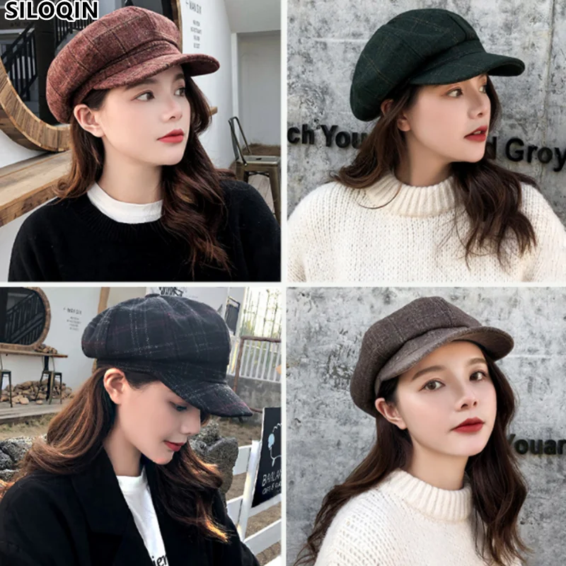 

New Millinery Autumn Winter Hat Women's Lattice Octagonal Hat Leisure Painter Hats Newsboy Cap Snapback Baseball Caps Unisex