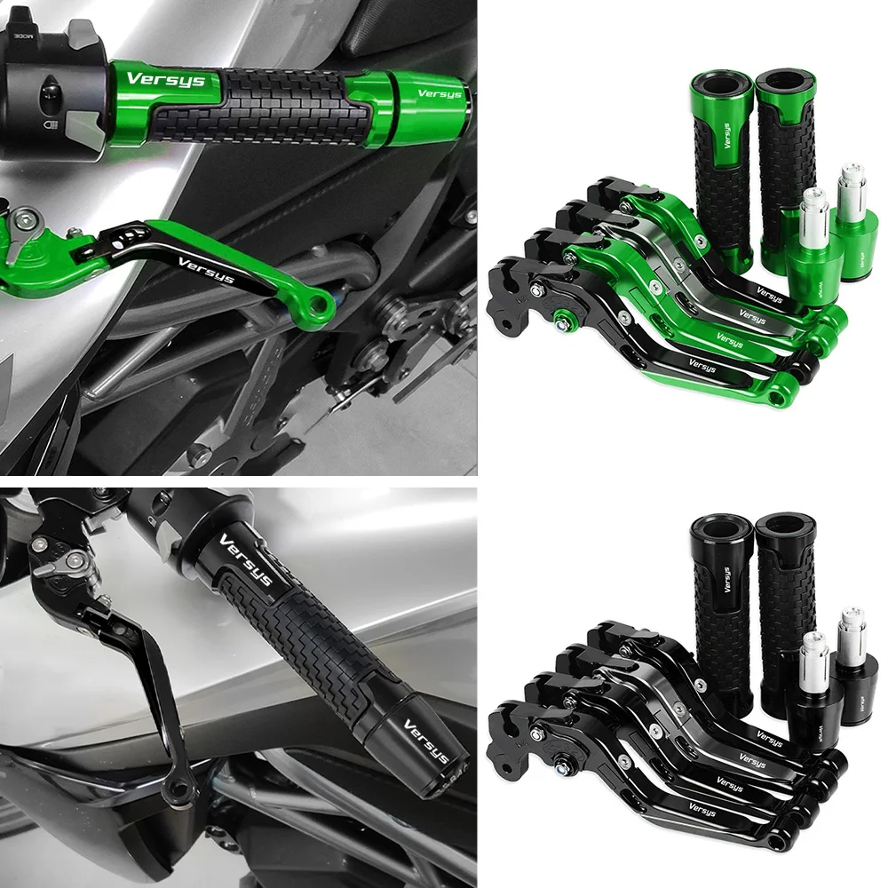 

7/8" 22mm Non-slip Rubber & CNC Handlebar Handle Bar Grips Ends Cover Clutch Brake Levers Set For KAWASAKI VERSYS-X250 2017-2021