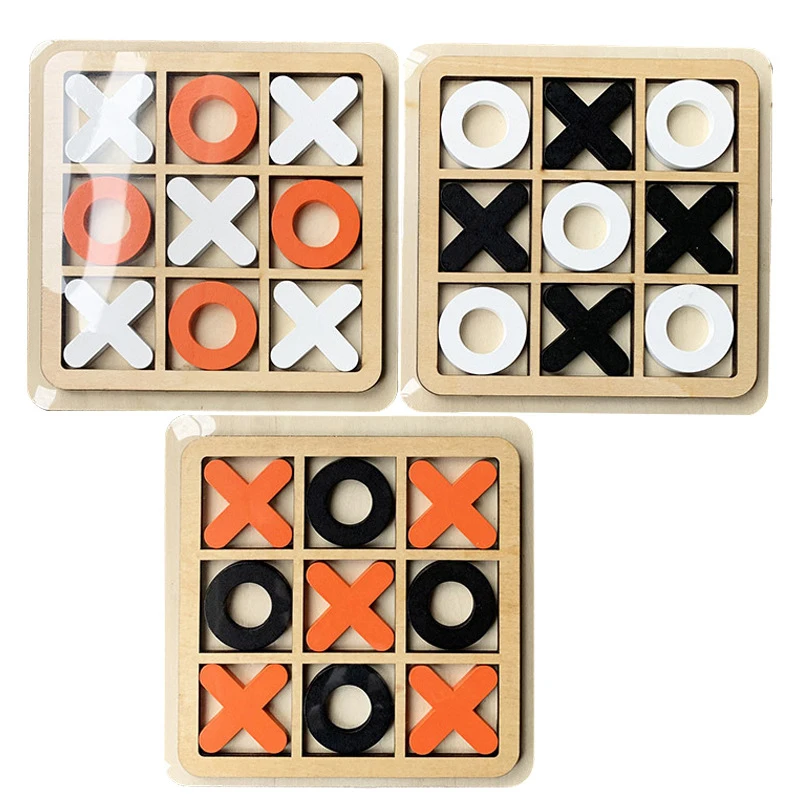 

Wooden Board Tic Tac Toe Chess XO Board Toy Kids Brain Training Game Children Early Education Leisure Battle Building Block Toys