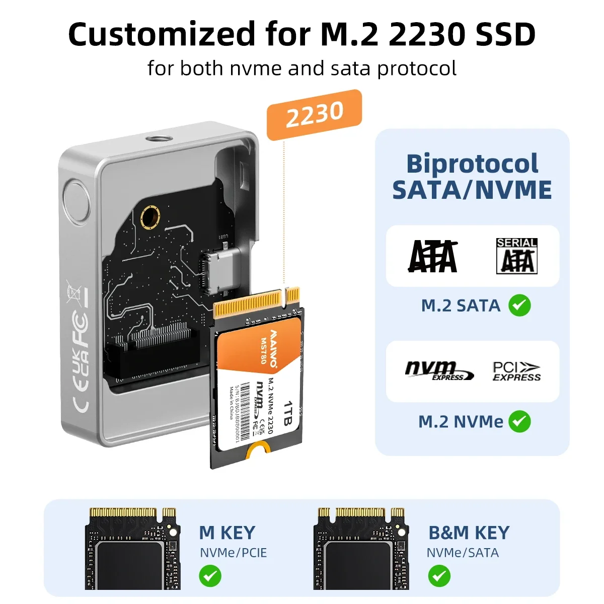 MAIWO 2230 M.2 NVMe SATA SSD корпус 10 Гбит/с Алюминиевый USB 3 2 Gen2 NVME NGFF для iPhone 15 Pro Max prors MacBook