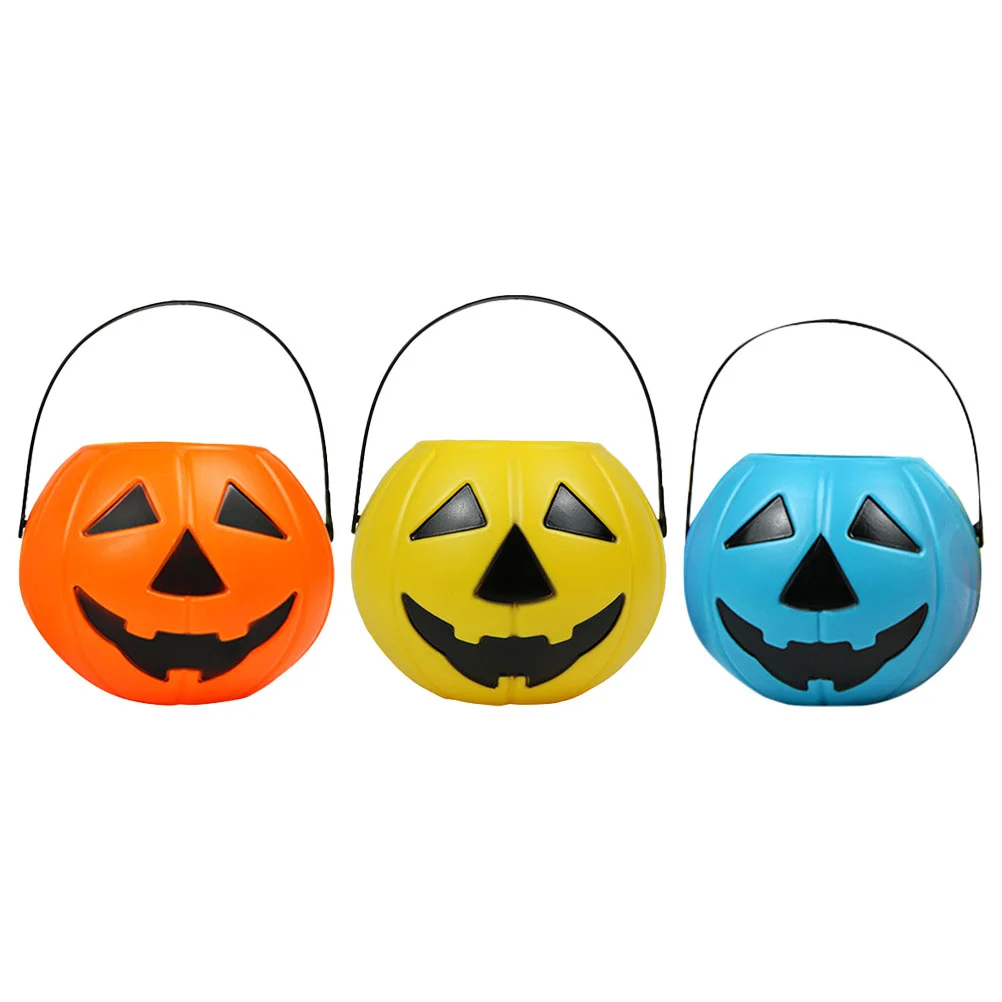 

3 Pcs Halloween Bucket Decor Supplies The Gift Pumpkin Candy Holder Party Snack