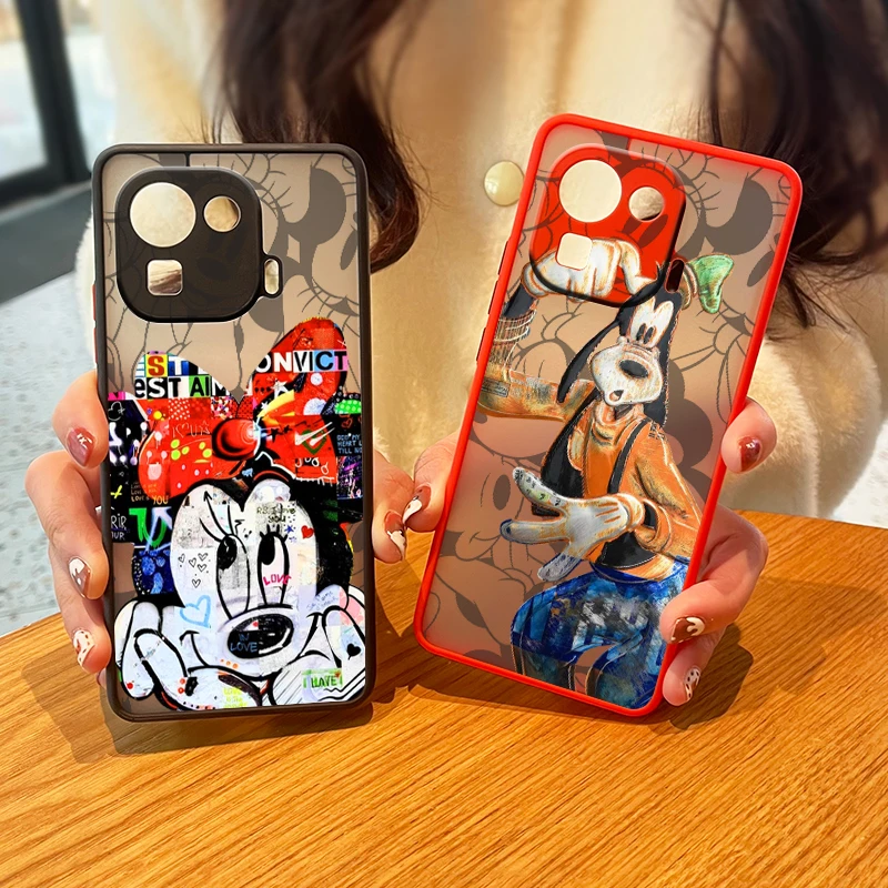 

Disney mickey minnie mouse Frosted Translucent Case For Xiaomi 12 T 11 POCO F3 X3 X4 F4 M3 M4 NFC Pro GT Matte Cover