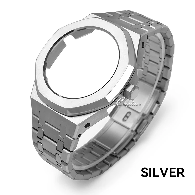 

Octagonal steel watch case Silver/Black/Gold Brushed Finish Stainless steel strap