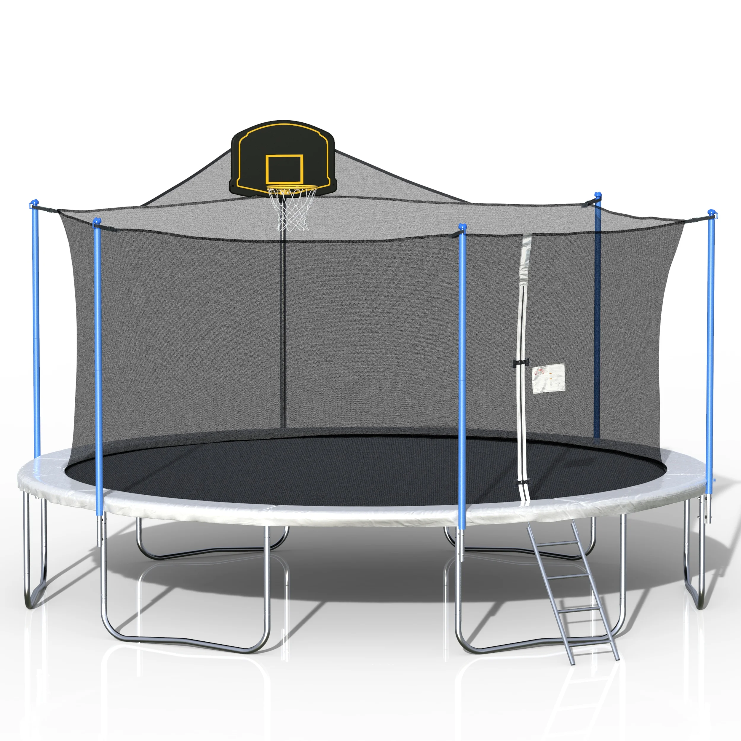 

Home Sport Fitness 16FT Round Trampoline With Enclosure Net And Ladder-metal Gray Fitness Trampolines With Safety Enclosure