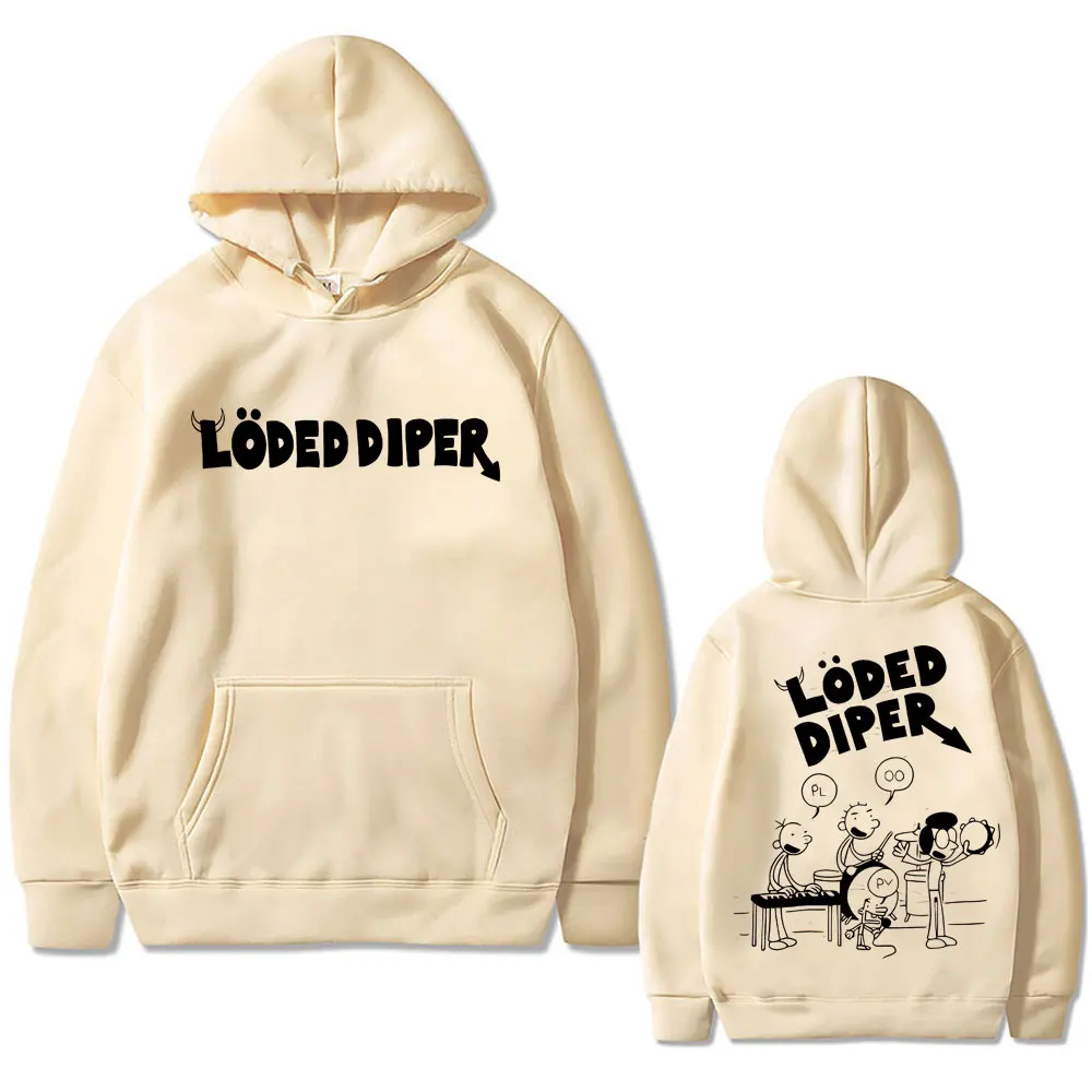 Loded Diper Hoodie Men Women's Vintage Rock Oversized Sweatshirt Men's Fleece Cotton Hoodies Hip Hop Fashion Streetwear