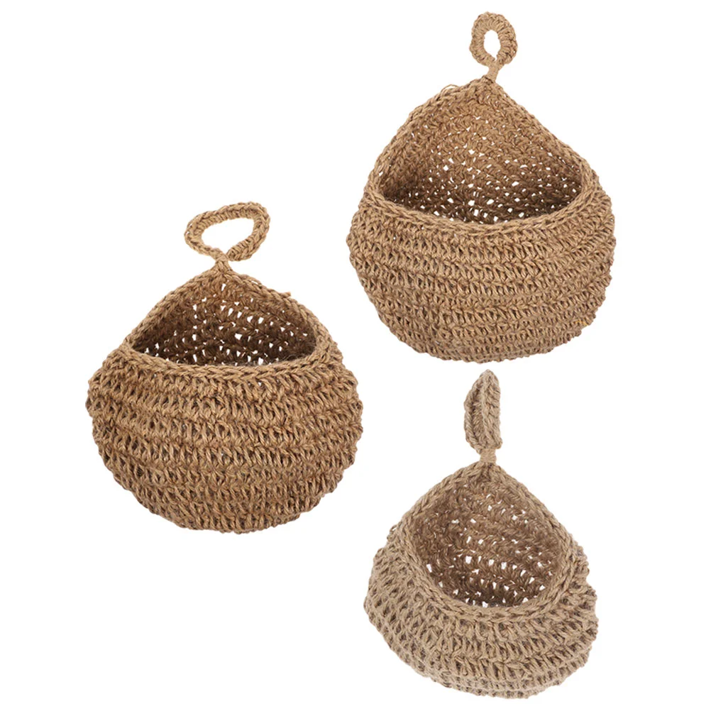 

3 Pcs Wall Hanging Fruit Basket Baskets Kitchen Onion Potato Storage Vegetable Numb Bag Mounted