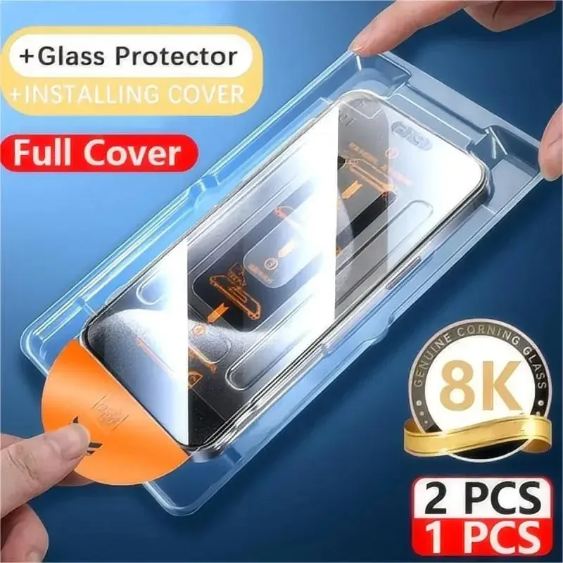 8K Dust Free Glass For IPhone 15 13 12 14 Pro Max HD Oleophobic Coating Screen Protector 16 Plus Mini