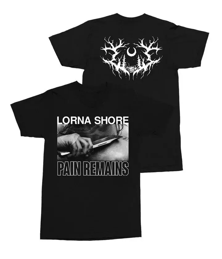Фото Футболка унисекс Lorna Shore-douleur reste из черного хлопка, размеры S-5XL, модель ZL037 №1