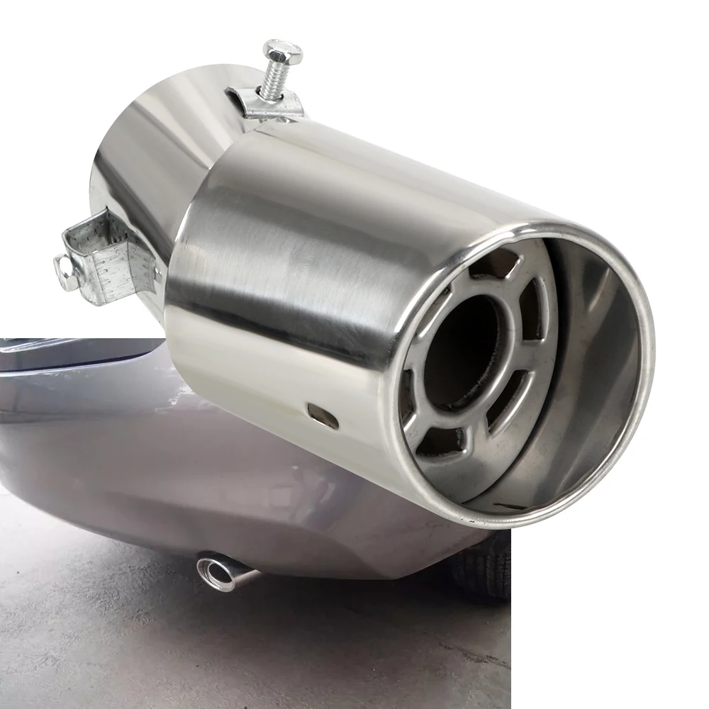 

Round Car Exhaust Tail Pipe 1PCS Tail Muffler Car Exhaust Muffler Universal Car Accessories Stainless Steel