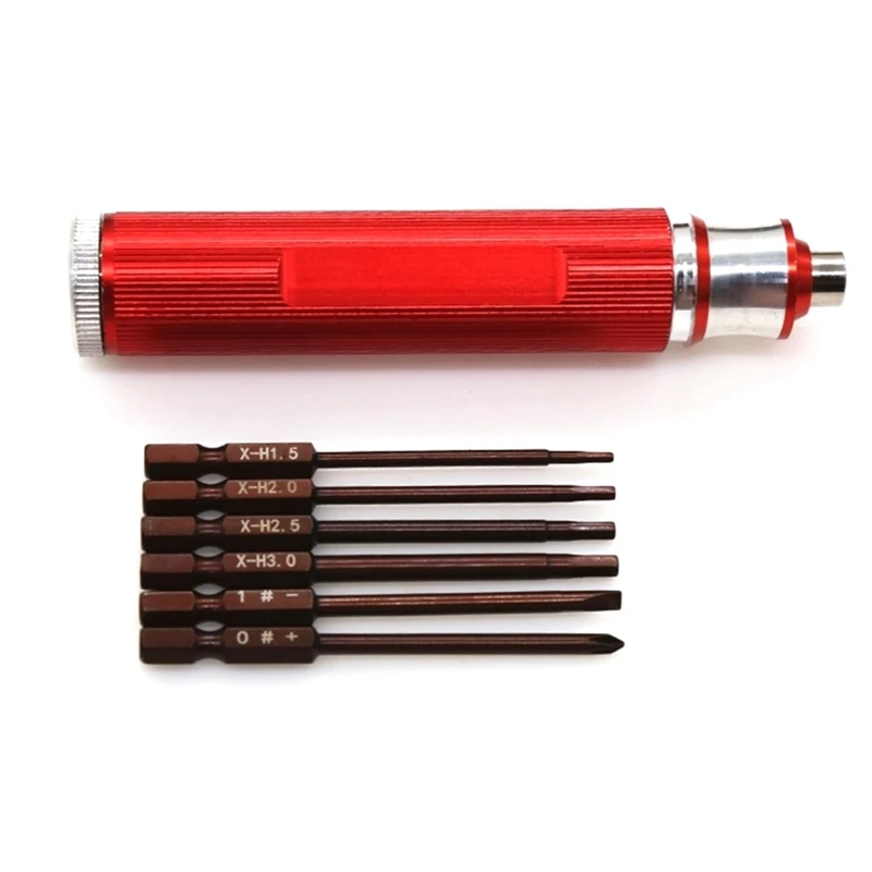 6 in 1 Hexagon Screwdriver H1.5 2.0 2.5 3.0mm Hex Slotted Phillips Screwdriver Tool Kit for RC Model Car Boat Aircraft