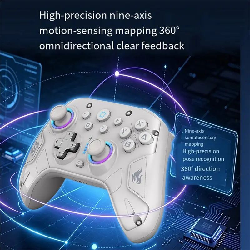 Фото ABFN-For Switch2 Беспроводной игровой контроллер с двумя моторами, RGB-подсветкой, 9-осевым гироскопом и программируемым геймпадом. №5