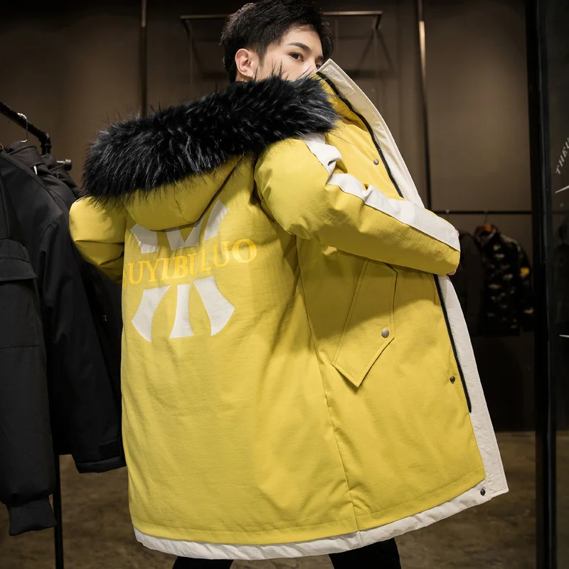 Модные мужские зимние куртки 2024 на белом утином пуху теплые толстые пальто