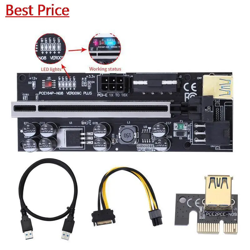 

100Pcs/lot New Pci-e Graphics Card Extension Cable Usb3 0 High Speed Graphics Adapter 1x to 16x Ver009c Plus