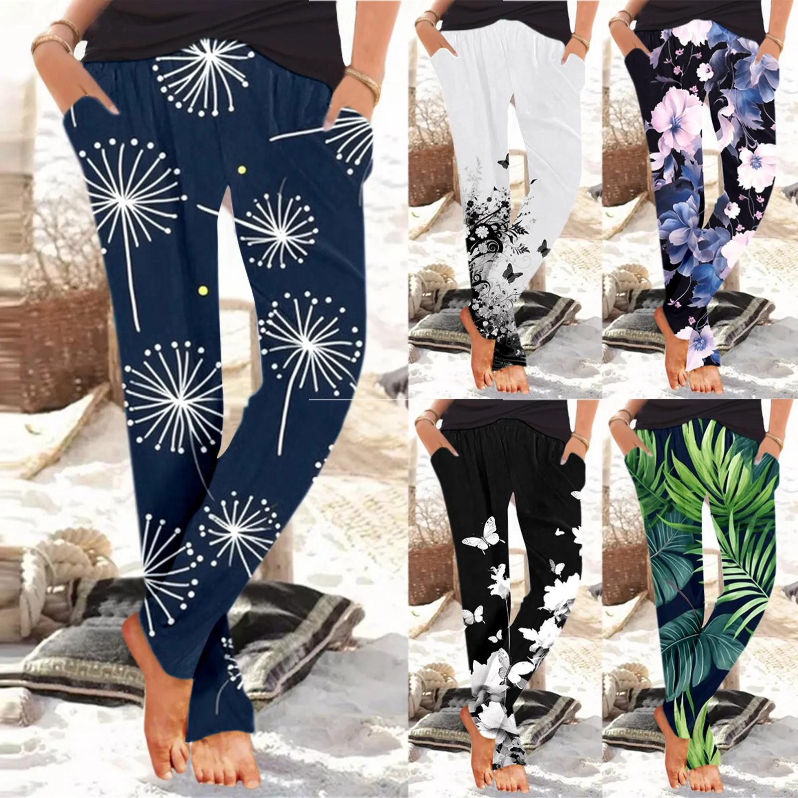 

Lightweight Pants Women Women Summer Harem Trousers Slip On Trousers Boho Beach Pants for Women Work Casual Elastic Waist