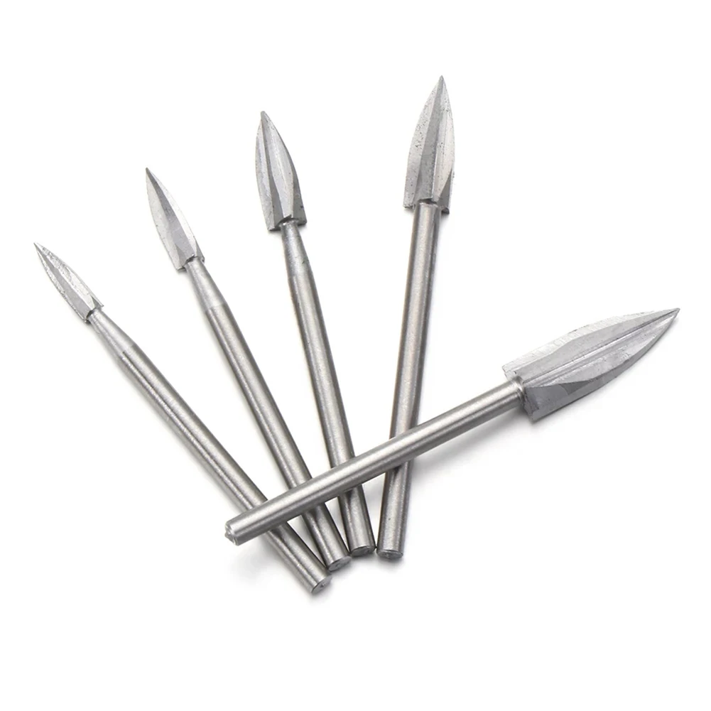 

5pcs Wood Carving Engraving Drill Bit Set For Woodworking High Speed Steel Carbide Grinding Tool 3-8mm 3mm Shank Hand Tools
