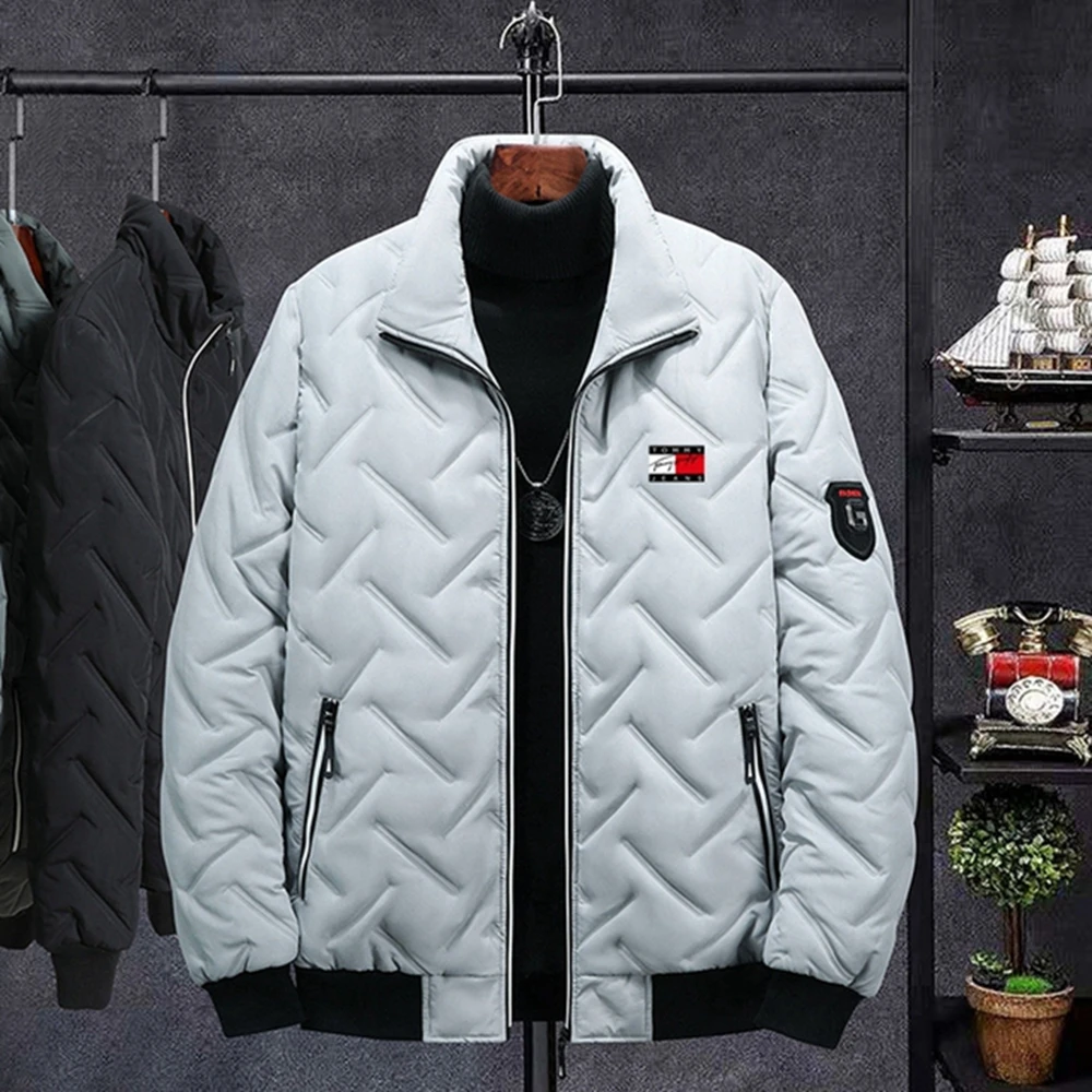 

Мужское пальто на молнии, с воротником-стойкой и защитой от ветра