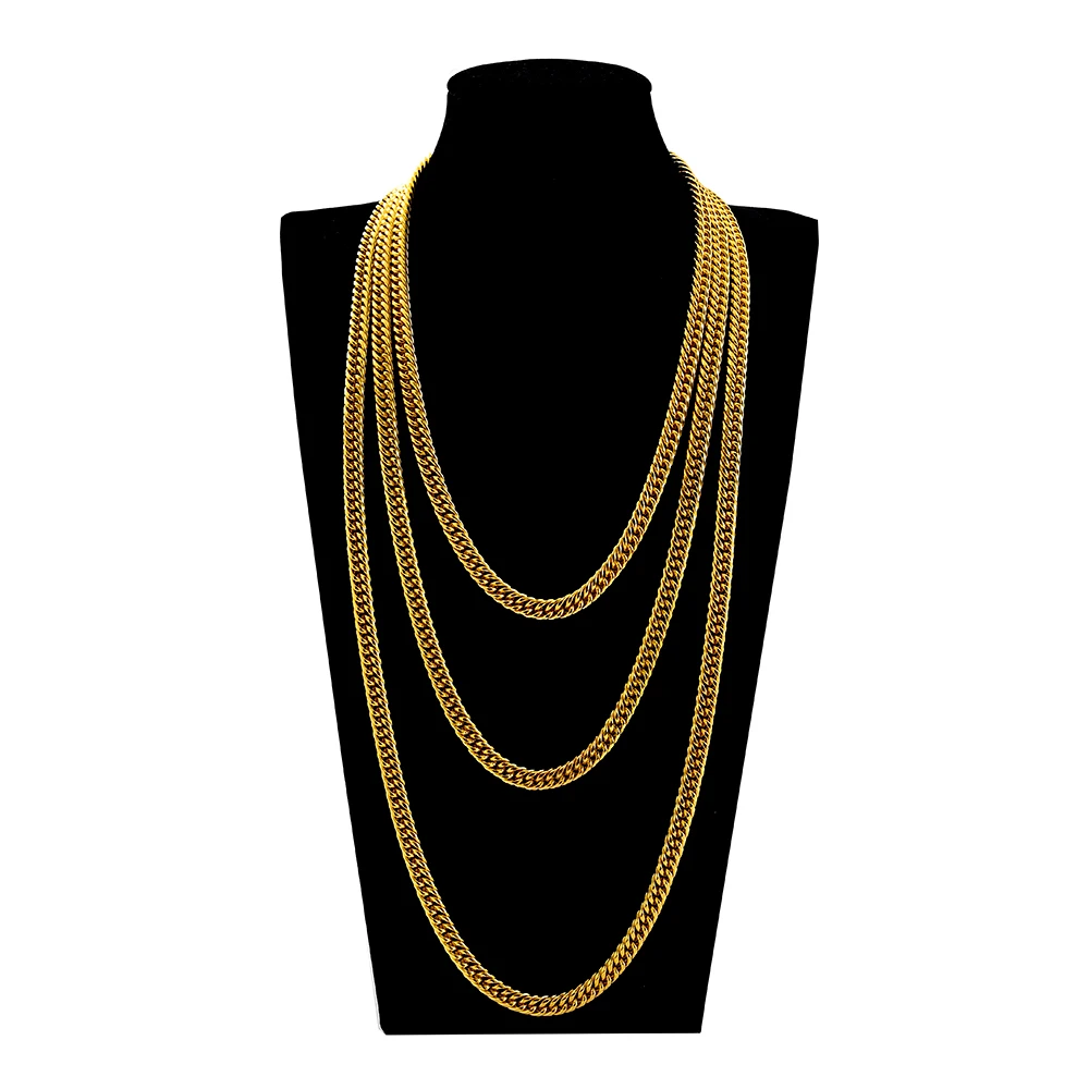 

Width 7mm Cuban Chain Necklace for Men Women, Basic Punk Curb Link Chain Chokers,Vintage Gold Color Solid Metal Colla