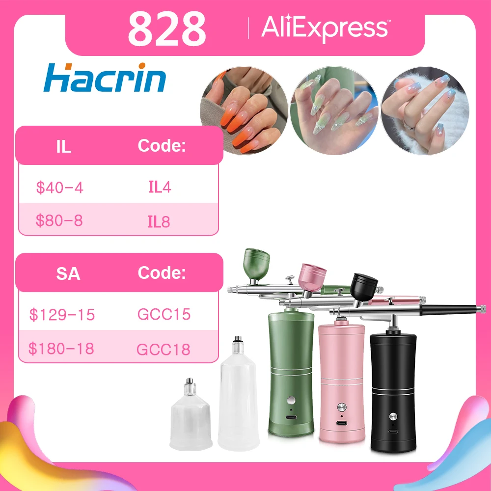 Kit For Nails Art Manicure Craft Pastry Cake Paint Nano Sprayer Gun 350kpa