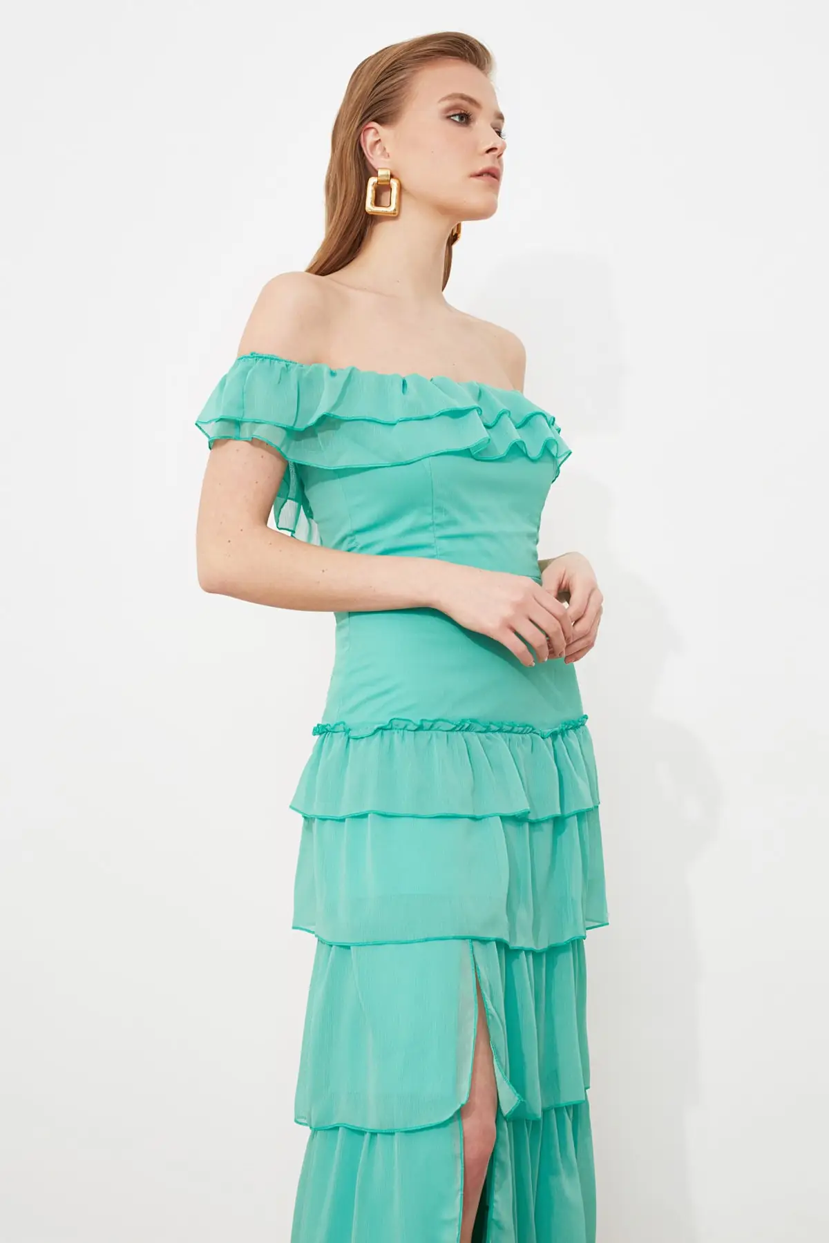 Trendyol Ruffle Detail Evening Dress &amp Graduation Gown TPRSS20AE0224 | Свадьбы и торжества