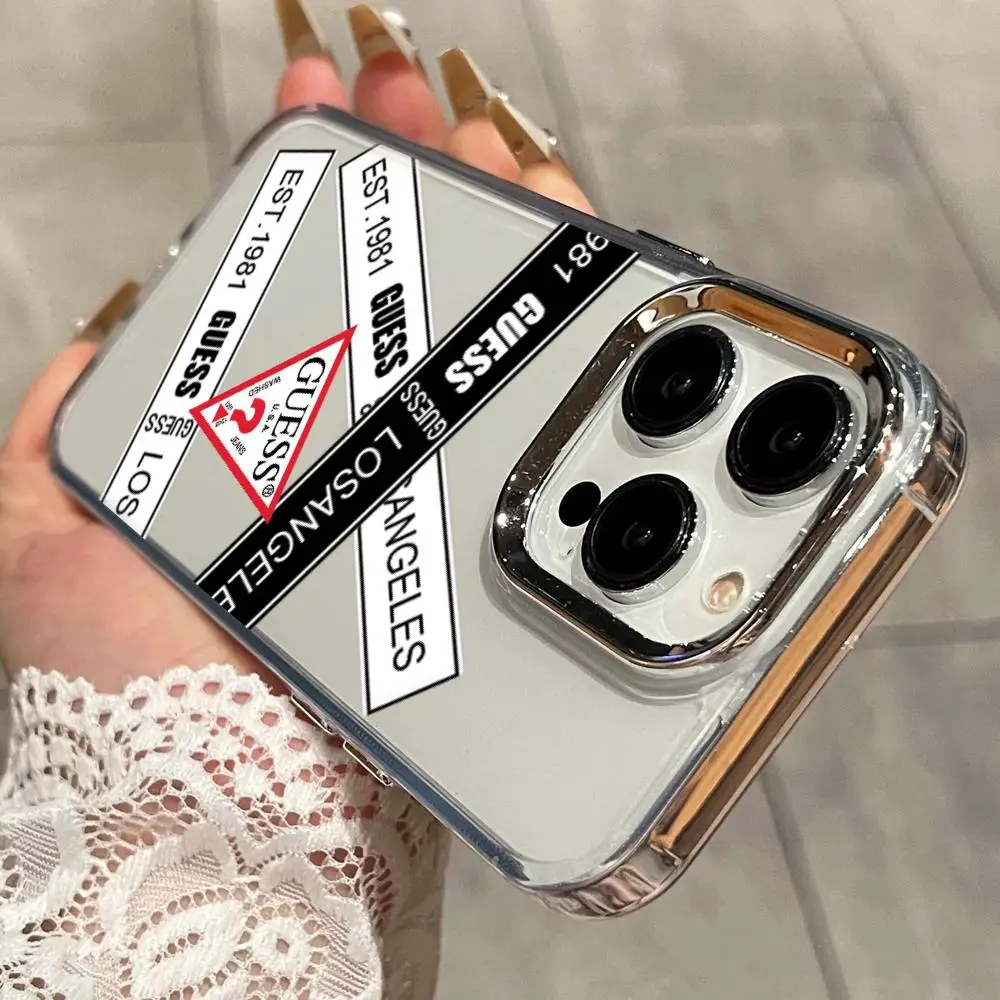 Фото Модный чехол для iPhone 17 Air 16 15 14 Plus 13 12 Pro Max 16e, противоударный, с прозрачной задней панелью, дизайн G-GuesS №3
