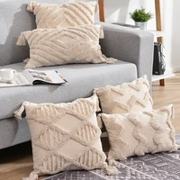 tassels decorative cushion cover 45x 45cm30x50cm beige sofa pillow case cover handmade home decoration for living room bed