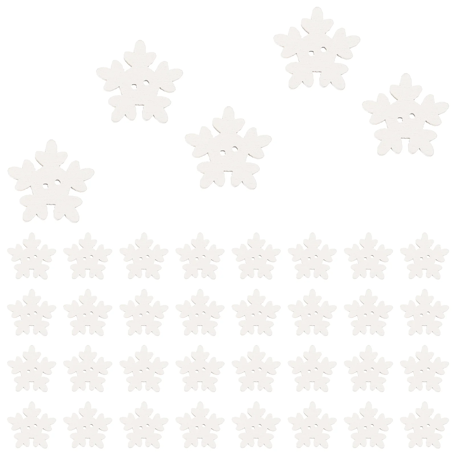 100 шт. рождественские декоративные пуговицы с принтом белая снежинка зеленое