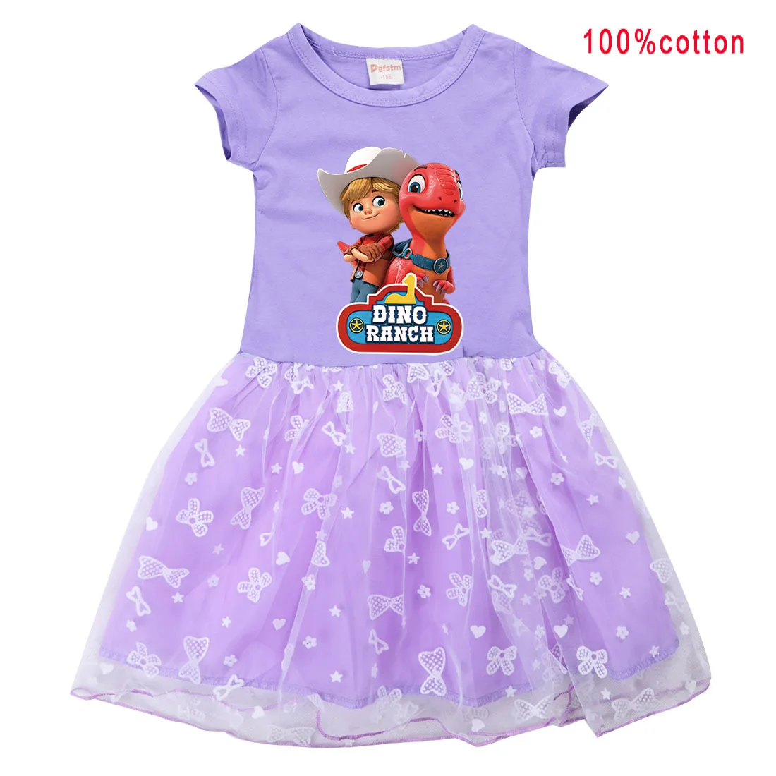 Детское Радужное Сетчатое платье с коротким рукавом милая повседневная одежда