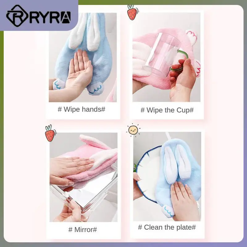 

New Coral Fleece Hand Towel Cartoon Animal Rabbit Wipe Towel Thickening Strong Water Absorption Handkerchief