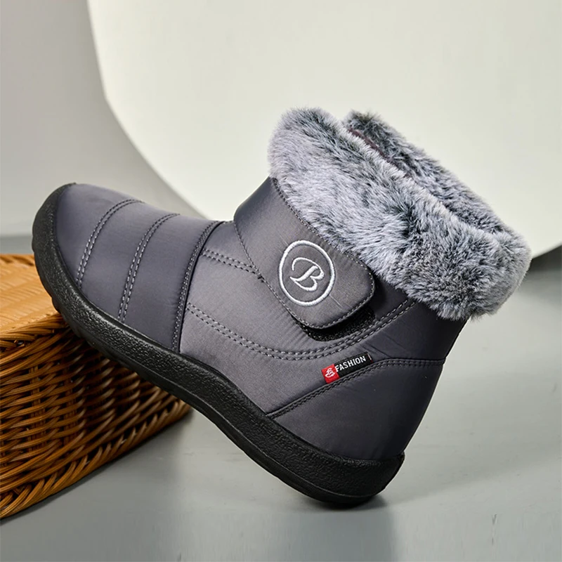 Women Plush Snow Boots Fashion Zipper Winter Booties Female Casual Waterproof Shoes Comfortable Fur Solid Warm Thicken Footwear