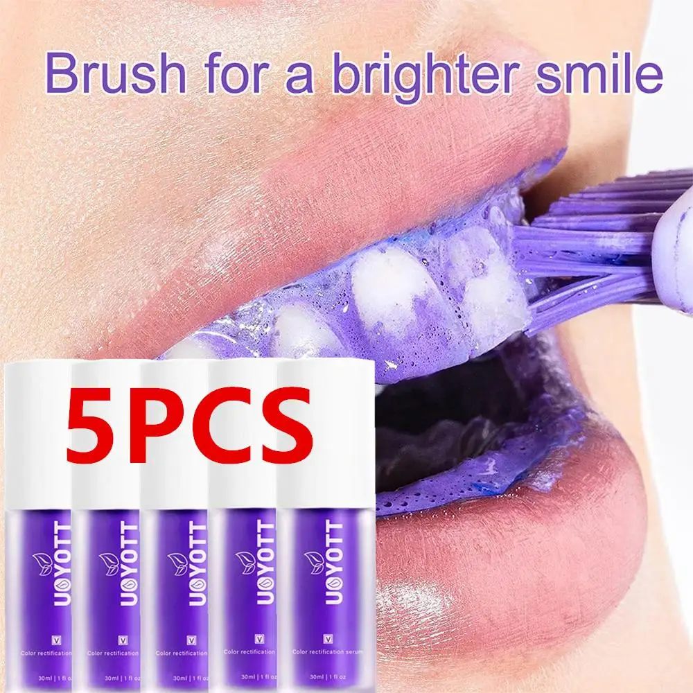 

5PCS New V34 30ml Whitening Purple Toothpaste Stain Remover Toothpaste Mint Flavor White Teeth