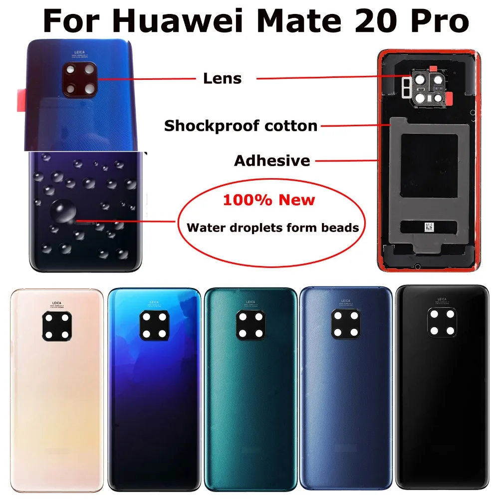 

100% оригинальная новинка 6,39 дюйма для Huawei Mate 20 Pro LYA-AL00 LYA-L09 стеклянная задняя крышка корпуса батарейного отсека + клей