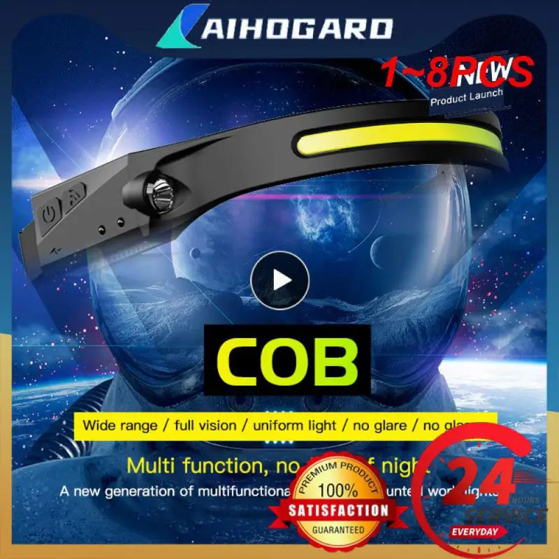 

Индукционный налобный фонарь, Головной фонарь для кемпинга, USB-зарядка, работает от встроенной батареи, 1-8 шт.