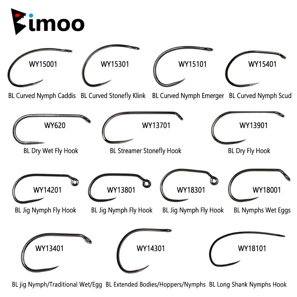 Bimoo 30pcs High Carbon Steel Barbless Fly Tying Hooks For Tying