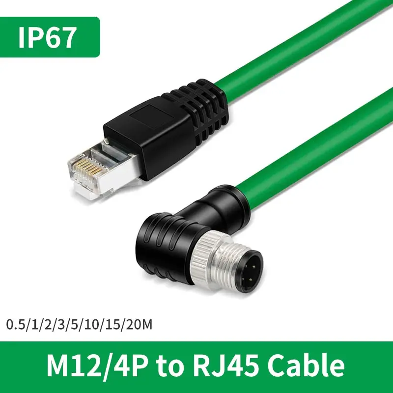 

Кодирующий кабель M12 к RJ45, 4-контактный сетевой шнур промышленного класса с Ethernet D-образным разъемом, экранированный провод, линия датчика со...