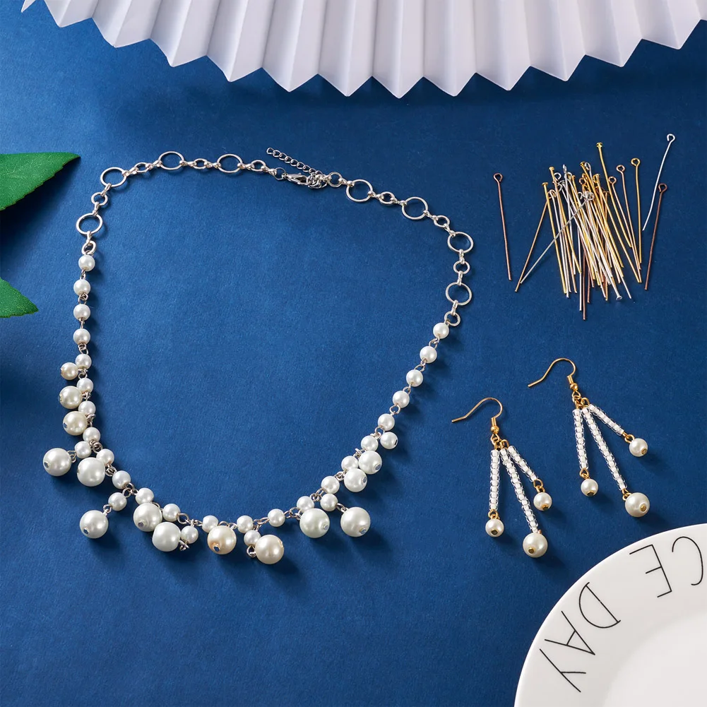 600Pcs Iron Flat Head Pins Eye Head Pins Mixed Color Metal Headpins Needle Findings for Jewelry Making Accessories 50mm