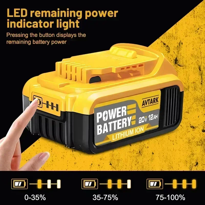 Для Dewalt DCB200 20 В 12000 мАч Сменная литиевая батарея 18 DCB184 DCB182 DCB180 DCB181 DCB201 DCB206