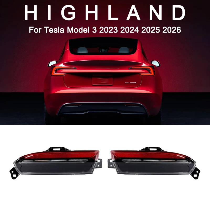 Фото Светодиодный задний бамперный стоп-сигнал/фонарь заднего хода для Tesla Model 3 Highland 2023-2026, левая и правая пара, замена OEM, комплект задних фонарей №1