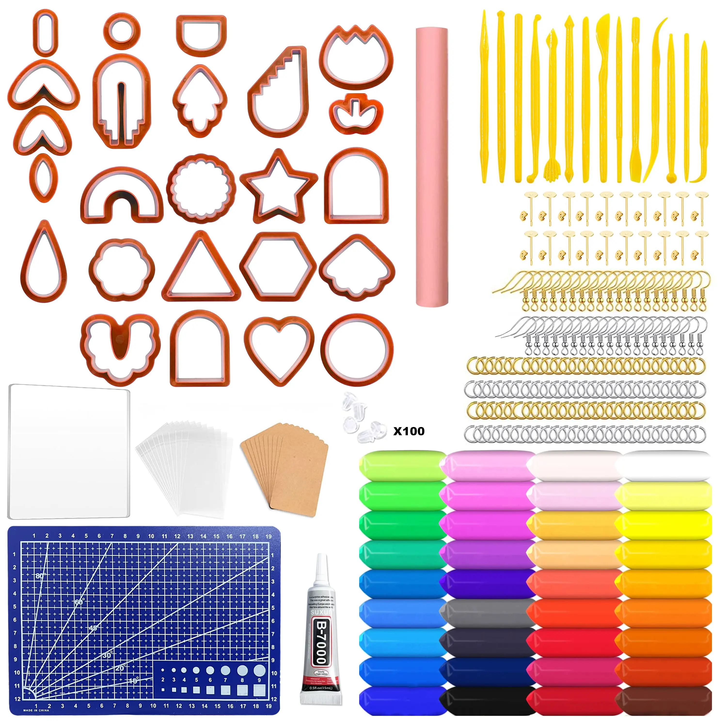 

352pcs Polymer Clay Cutter Set Earring Making Hooks Mould Kit Different Shapes DIY Pottery Pendant Handmade Ceramic Clay Tools