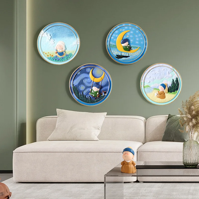 

Cute Half Moon Art Wall Hanging Sofa TV Drama Background Wall Entrance Room Wall Pendant Modern Living Room Wall Decoration
