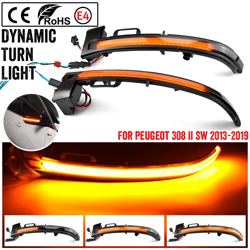 

2pcs Smoke LED Dynamic Mirror Blinker Light Turn Signal Lamp Amber Light For Peugeot 308 2013 2014 2015 2016 2017 2018 2019