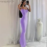 satin slip sleeveless backless slim sexy maxi dress 2022 spring women party y2k concise bodycon elegant clothing